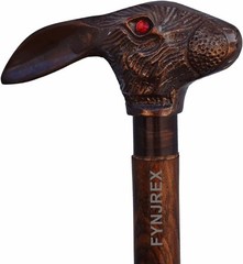 Vintage Designer Antique Rabbit Head Handle Victorian Wooden Walking Cane Sticks