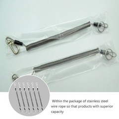 6Pcs Reusable Elastic Key Chains for Fishing Tools Grey PU Coiled Steel Wire