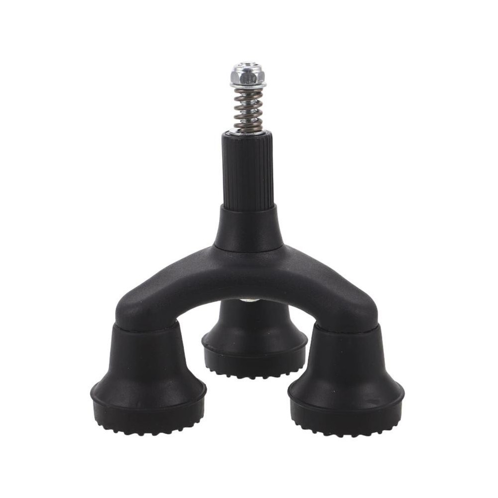 Set of 3 Reusable Walking Cane Tripod Tips Black Plastic Non Slip Support