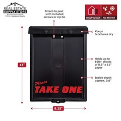Outdoor Real Estate Brochure Box with Snap Shut Lid, Take One Pack of 1 Black