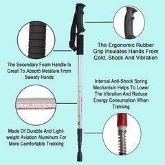 2 Pack Lightweight Anti Shock Hiking Trekking Poles Adjustable Walking Pin