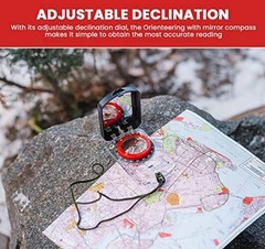 Boy Scout Sighting Compass – Adjustable Declination Mirror, Compass Base Red