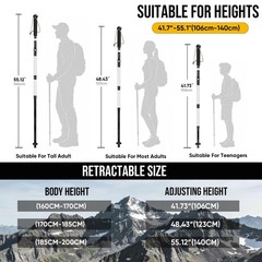 LED Smart Trekking Pole – Adjustable Height Hiking Stick with Multi-Tools for Ca