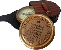 Go Confidently Compass Thoreau’s Quote Engraved Poem Compass with Leather case.