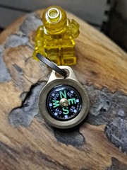 Mini EDC Minimalist Keychain Compass w/Titanium Keyring