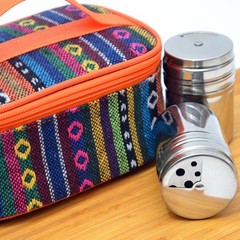 Stainless Steel Spice Bottle Set 6 Jars Compact Design for Camping Use