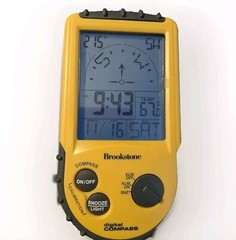 Brookstone Digital Compass With Backlight Temperature Alarm Clock Camping Hiking