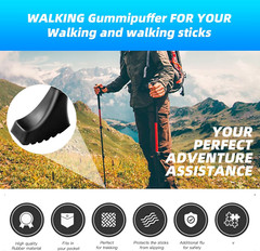 6 Pack Hiking Walking Sticks Rubber Tips Tips Protectors for Trekking Poles