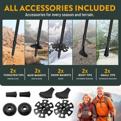Adjustable Lightweight Z-Fold Hiking Trekking Poles – Aircraft Aluminum, Cork Gr