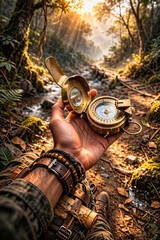 Brass WWII Military Compass, British Prismatic Pocket Compass- HIKING -CAMPING