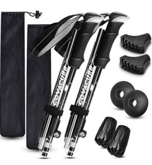 NEW Covacure Adjustable Collapsible Aluminum Hiking Trekking Walking Poles BLACK