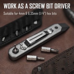 KeyUnity KR00 EDC Pocket Pry Bar Bit Bar Titanium Multitool with Pocket Clip
