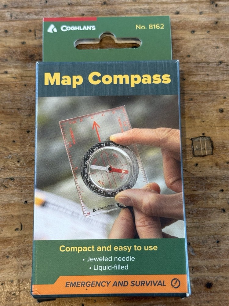 COGHLAN’S Emergency & Survival MAP COMPASS #8162 Compact & Easy NEW IN BOX