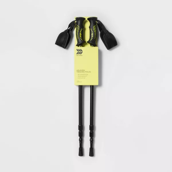 ALL IN MOTION 2PK ADJUSTABLE TREKKING POLES: ALUMINUM, RUBBER HANDLES – BLACK