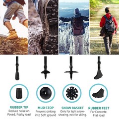 Trekking Pole Tips And Baskets Set Rubber Replacement Walking Stick Accessory