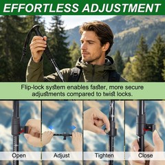 Pair of 2 Trekking Poles Walking Hiking Sticks Anti-shock Adjustable Alpenstock
