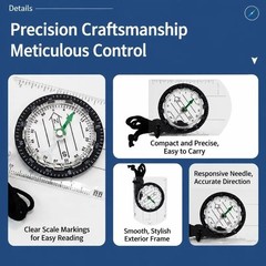 Portable Camping Compass with Scale Ruler High Precision Hiking Survival Compass