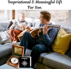to My Son Engraved Brass Compass with Wooden Box – Inspirational Gift from Dad
