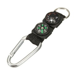 Mini Carabiner w/ Keychain Buckle Compass Thermometer Camping Outdoor Survival