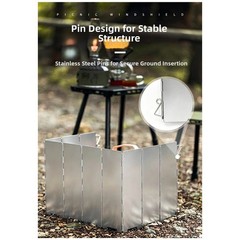 10-Piece Windproof Board for Outdoor Cooking Foldable Iron Windshield Black