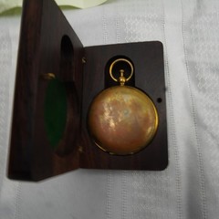 Marine Art Handicrafts Brass Pocket Compass W Wood Case Box Nautical Decor Gift
