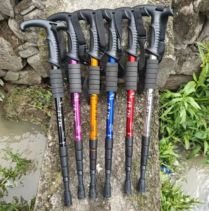 1X Trekking Poles Nordic Walking Hiking Sticks Adjustable Anti-shock Alpenstock