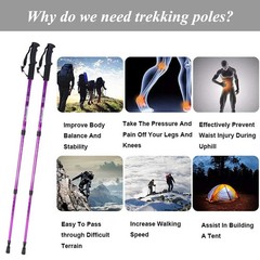 Hiking Trekking Poles, 2 Pack Collapsible, Lightweight, Anti Shock, Walking Stic