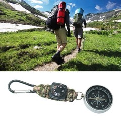 Pocket Snap Hook Compasses Carabiner Thermometer Camping Backpacking Survival