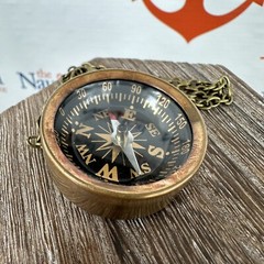 Antique Finish Brass Compass, Small Open Face Pocket Compass, Necklace, Keychain
