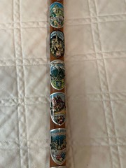 Vintage Bavarian Alpine Wanderstock w/Metal Ice Axe Pick Head & Souvenir Shields