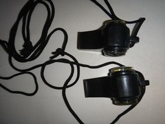 Two (2) New, Unused Survival Tools: Whistle With Compass +Thermometer + Lanyard