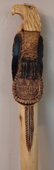 Solid Wood Walking Stick Carved Bald Eagle “HART 99″ Masterpiece! Length 68”