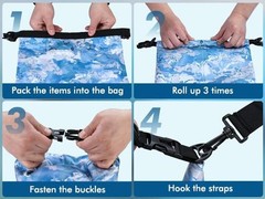 Dry Bag Waterproof Roll Top Storage Backpack, Keeps Gear Dry 5L Blue Camo
