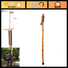 Natural Wood Hiking Walking Stick – 48″ Parachute Cord Wrapped, Lightweight, Dur