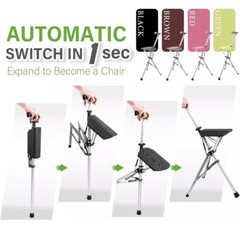 34.6″ STEP2GOLD Ta-Da Chair Trekking Hiking Pole Walking Cane Chair Foldable