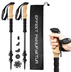 Effekt Carbon Trekking Poles Adjustable with Cork Grip & Bag – Hiking Poles, Tel