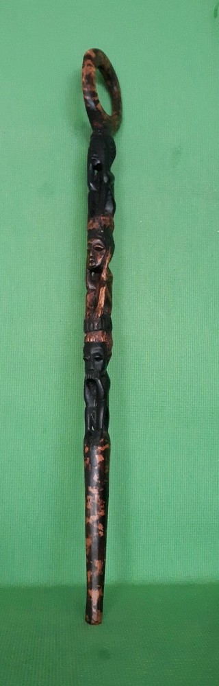Hand Carved South African Heavy Natural Wood Hiking Stick 1b 3oz 37in