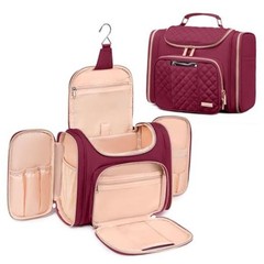 Tealari Large Toiletry Bag for Women Men,Bathroom Bag,Water Resistant Wine Red