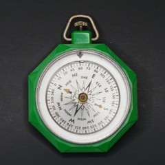 Taylor LITENITE Bakelite Plastic Pocket Compass 2″ vintage DECO RETRO GREEN!!