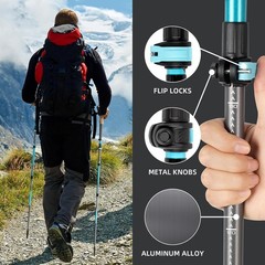 Aluminum Collapsible Trekking Poles, Lightweight Adjustable Height 2 Pack