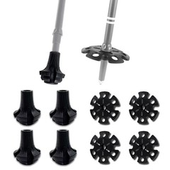 Trekking Pole Tips and Snow Baskets Kit (8-Piece Set) – 4 Heavy Duty 10mm