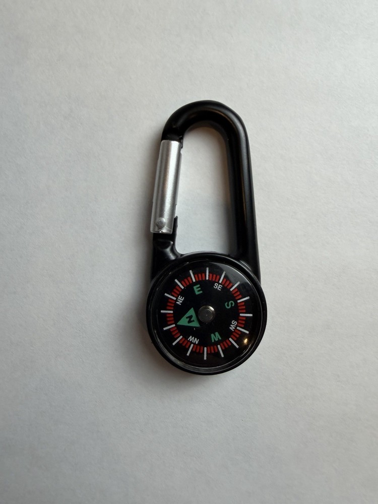 Black Lightweight Plastic Carabiner Compass for Hiking Direction ~Busch Light