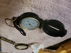 Vintage Engineer Lensatic Compass, camping survival Taiwan Black & Brass