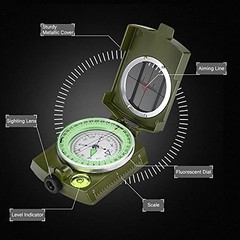 Military Lensatic Sighting Compass Survival with Carrying Bag, Compass for