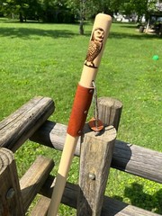 Owl Natural Earth Tones Poplar Wood Walking Stick Hiking Staff