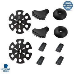 10 Pack Replacement Rubber Tips & Baskets for Trekking & Hiking Poles