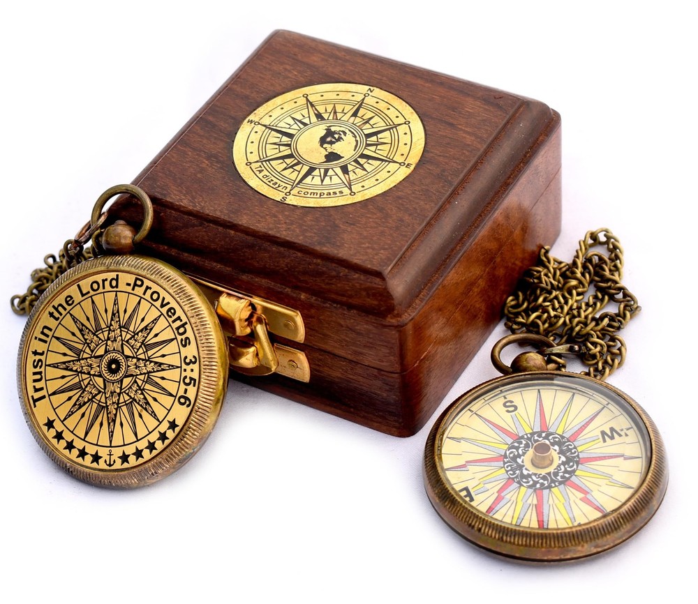 Trust in The Lord with All Your Heart -Proverbs 3: 5-6 Quote Engraved Compass…