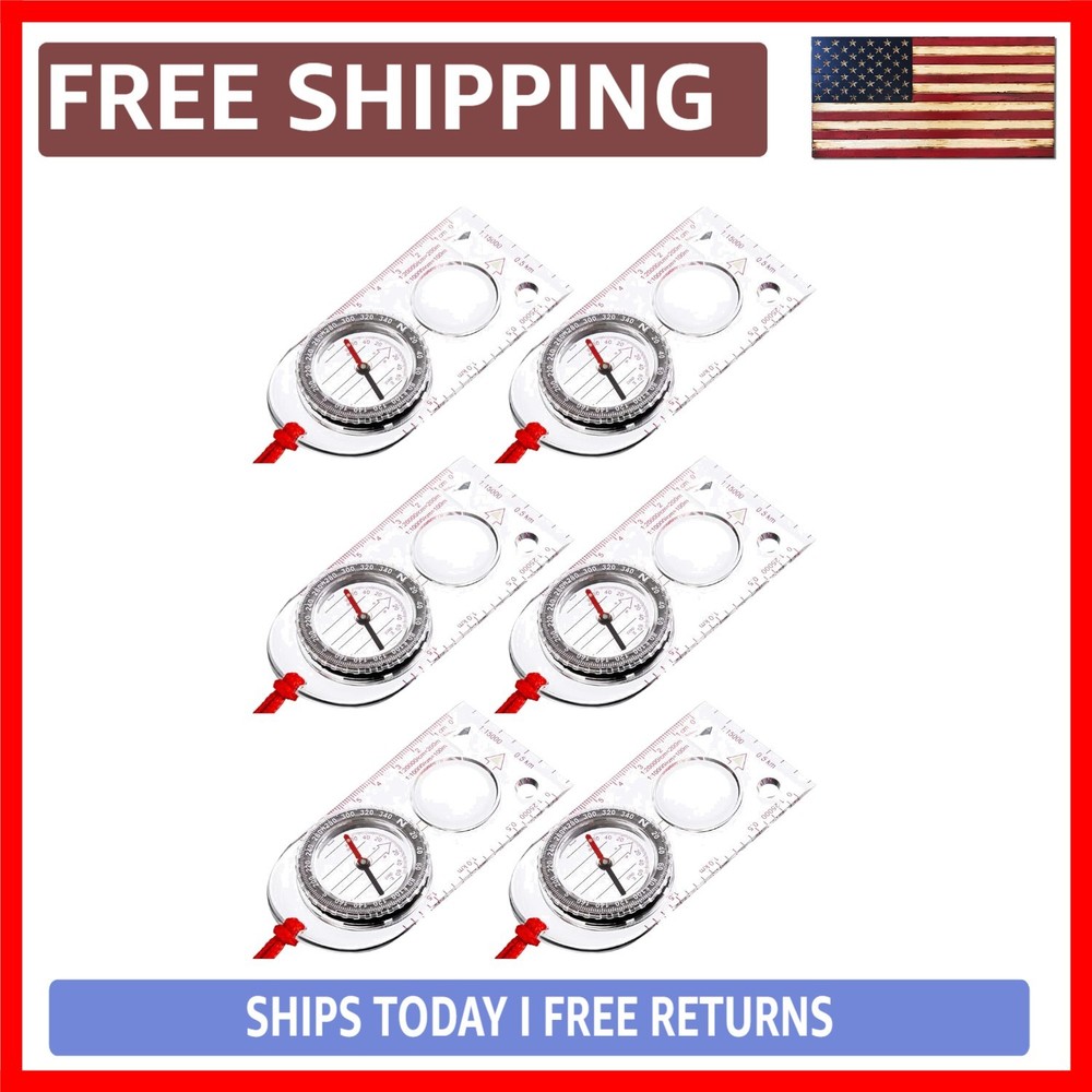 6 Pieces Orienteering Compass Hiking Navigation Backpacking Compass Map Reading