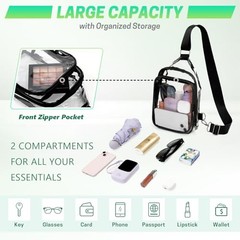 Clear Bag for Stadium Events, Clear Chest Crossbody One Size Black-sling Bag