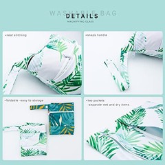 Wet Dry Bag Waterproof Reusable Wet Bag for Swimsuit, Travel, Beach, green leaf